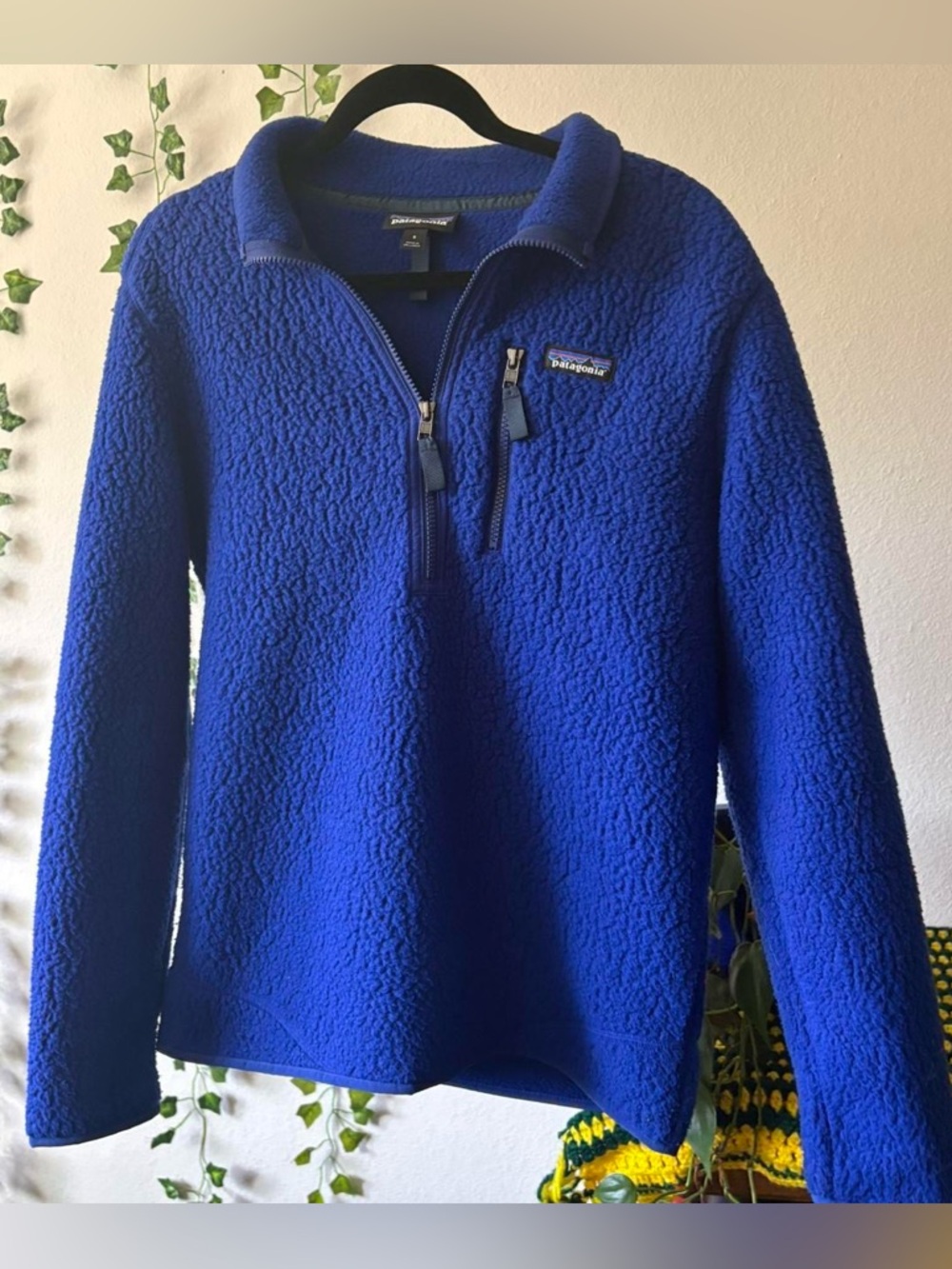Patagonia Men's Blue 1/4 Zip Fleece Jacket Stand-Up Collar Size S